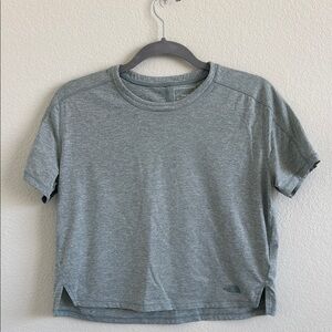 North Face Grey Blue Cropped Short Sleeve T-Shirt